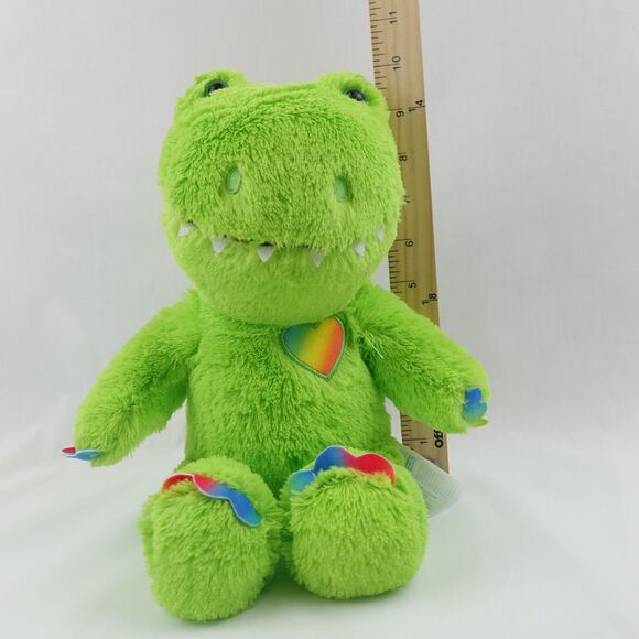 Build A Bear Cubscription Dinosaur 10" Stuffed Animal Plush Green Rainbow Trim - Picture 2 of 14